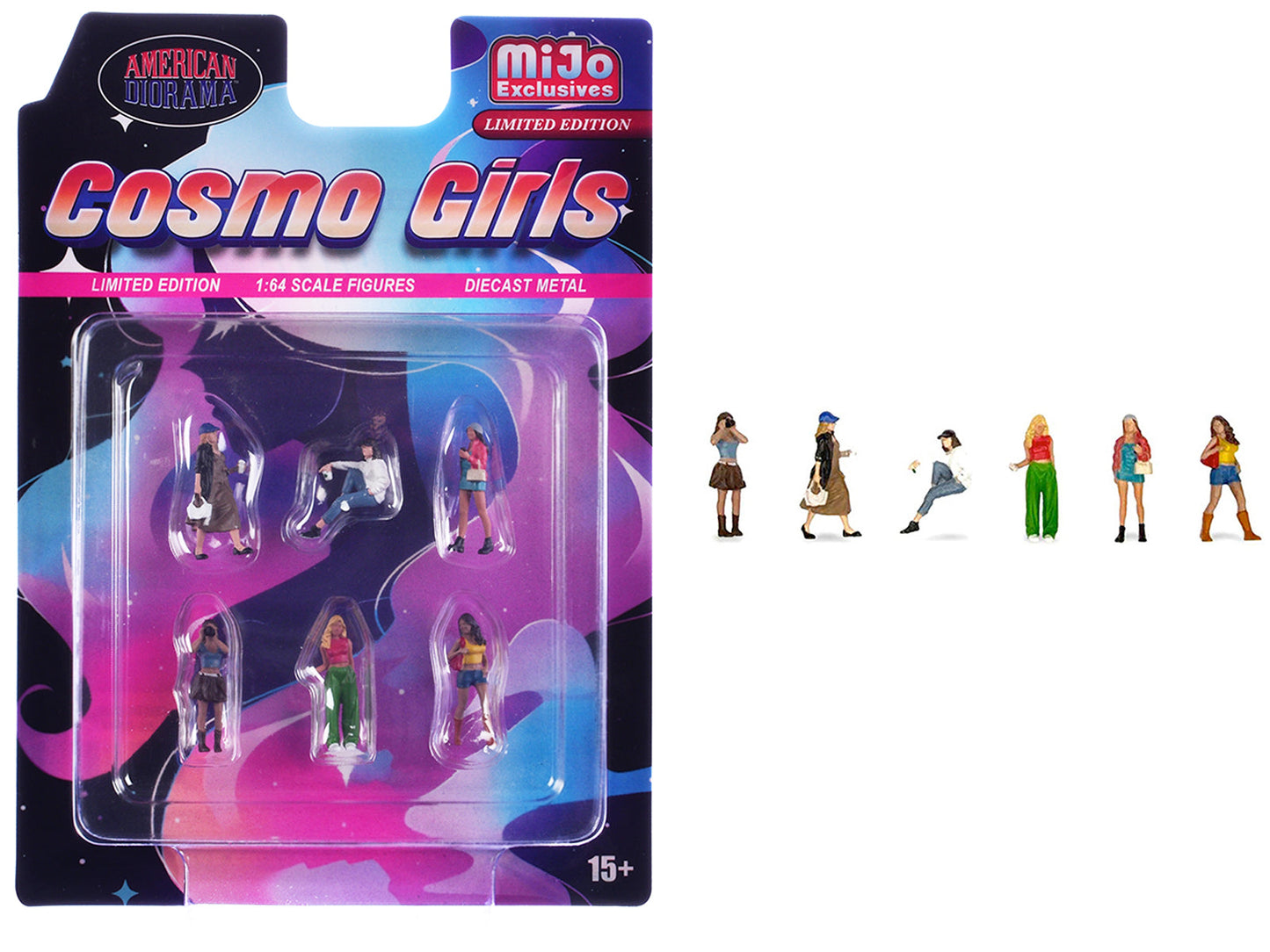 "Cosmo Girls" 6 piece Diecast Figure Set (6 Figures) Limited Edition for 1/64 Scale Models