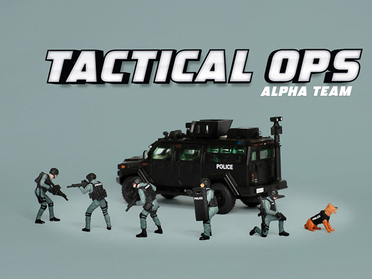 "Tactical Ops Alpha Team" 6 piece Diecast Figure Set (6 Figures) Limited Edition for 1/64 Scale Models