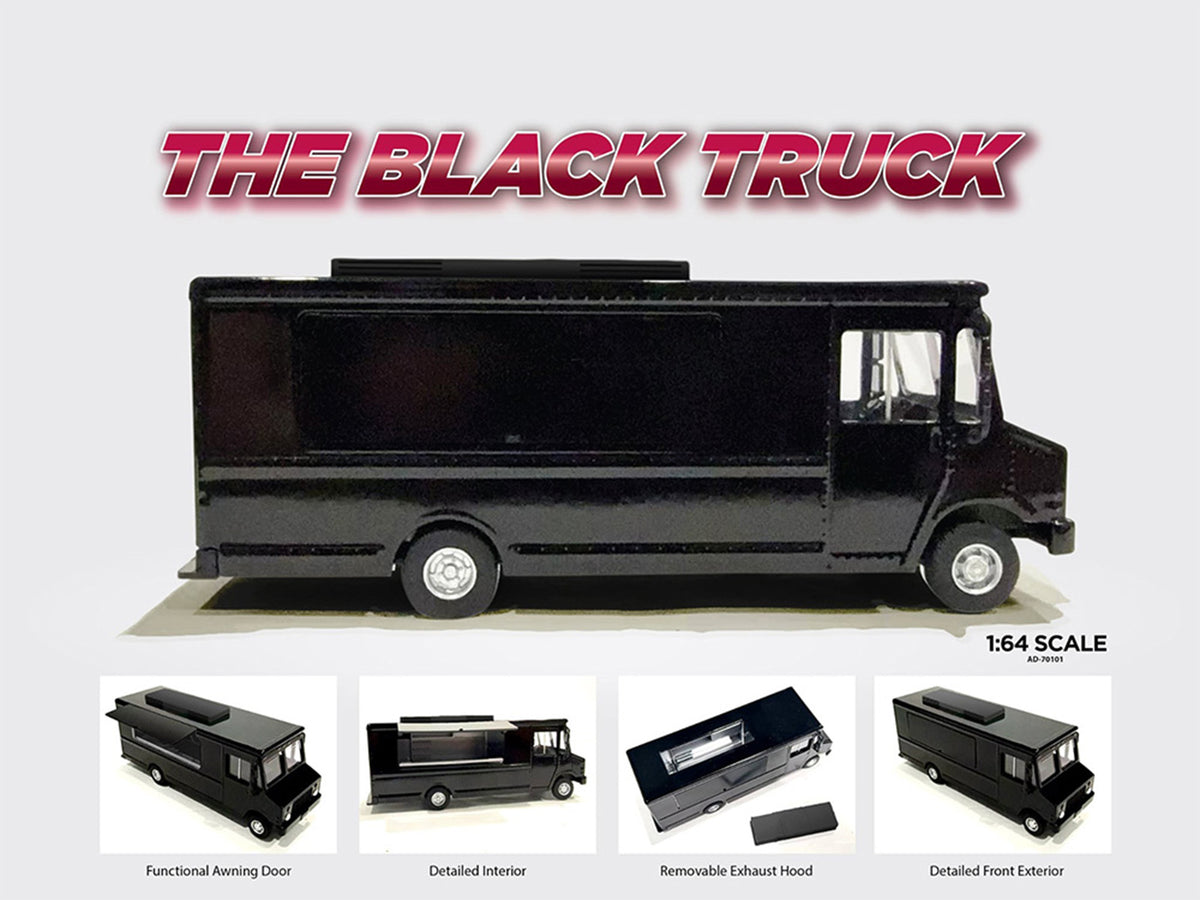 Food Truck Plain Black 1/64 Diecast Model