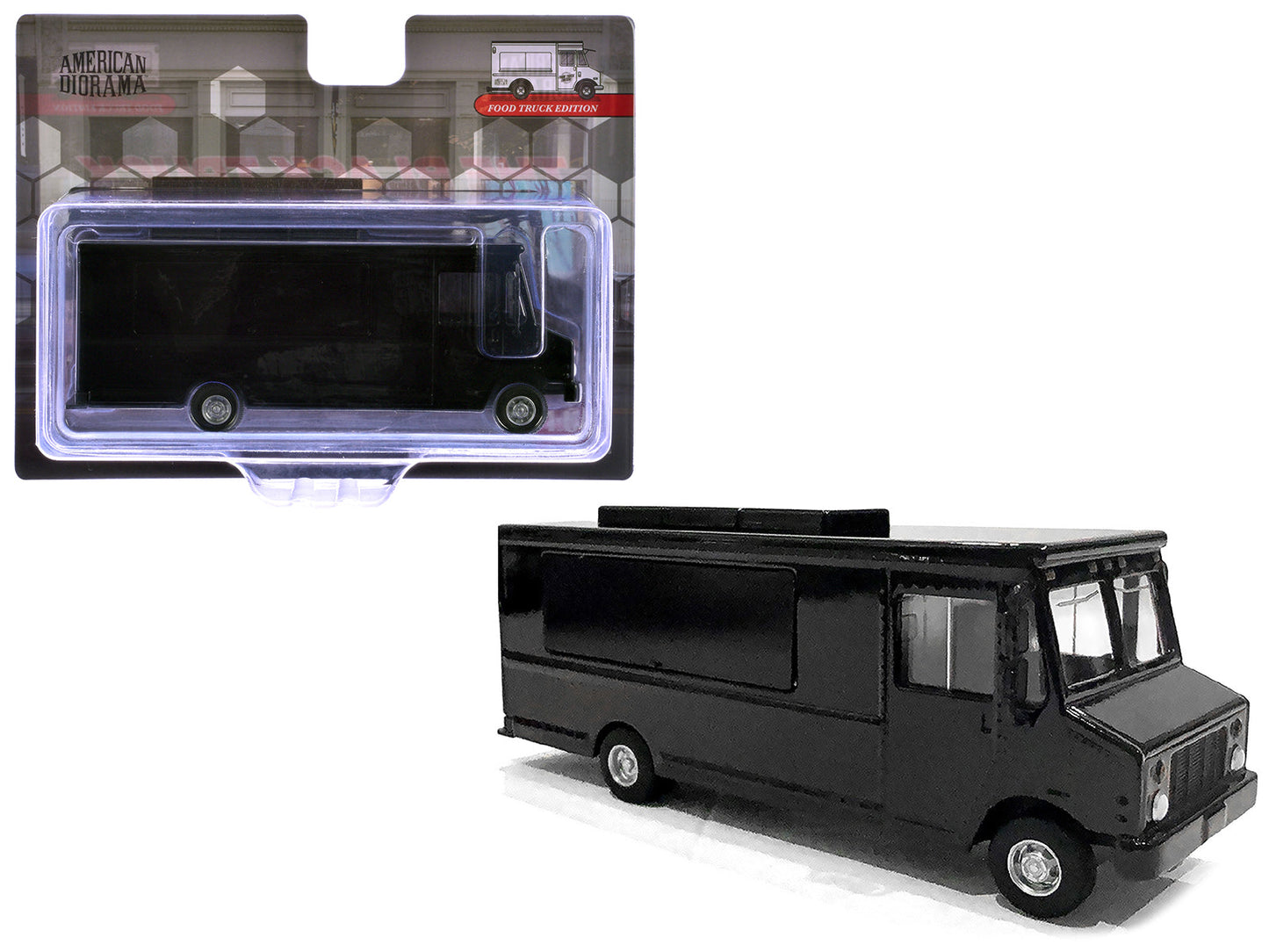 Food Truck Plain Black 1/64 Diecast Model