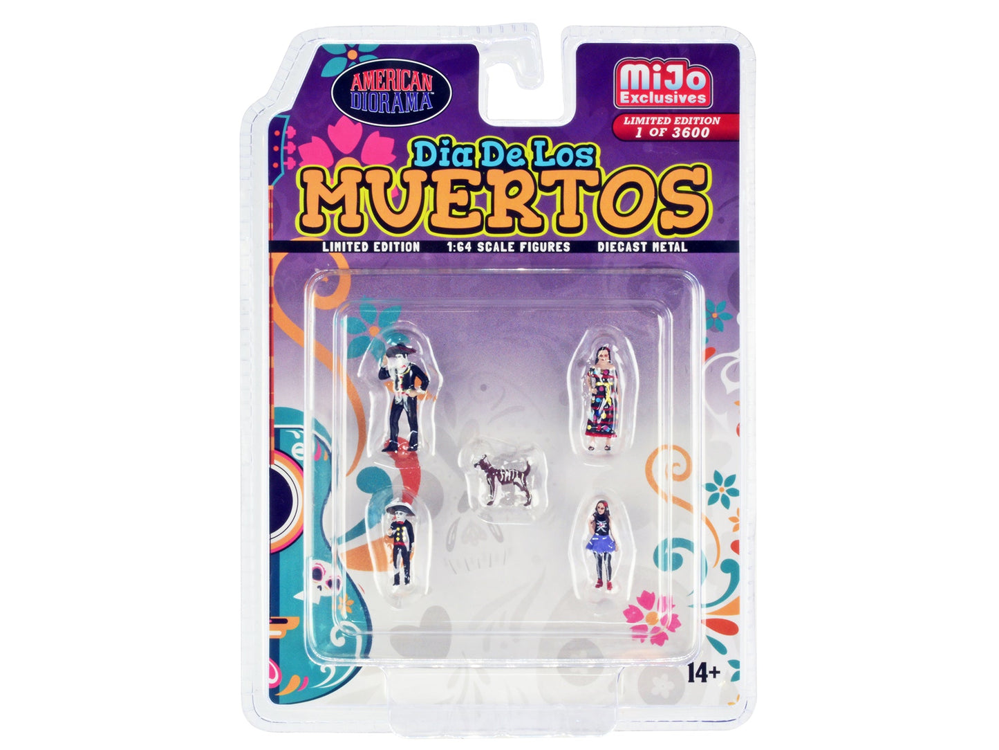 "Dia de los Muertos" 5 piece Diecast Set (2 Adults 2 Children 1 Dog Figures) Limited Edition to 3600 pieces Worldwide for 1/64 Scale Models