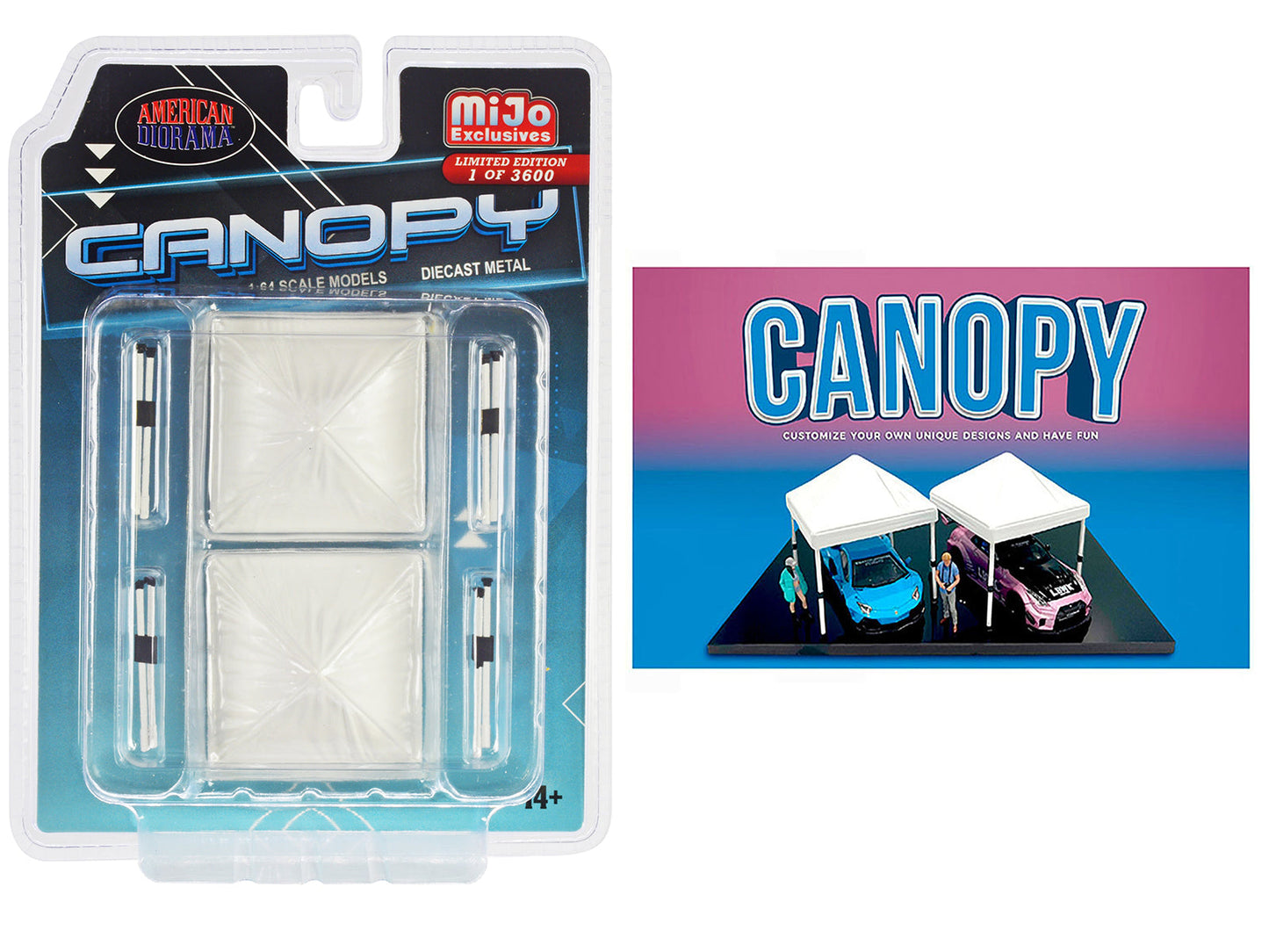 Canopy 2 Piece Set White Limited Edition to 3600 pieces Worldwide 1/64 Scale Models