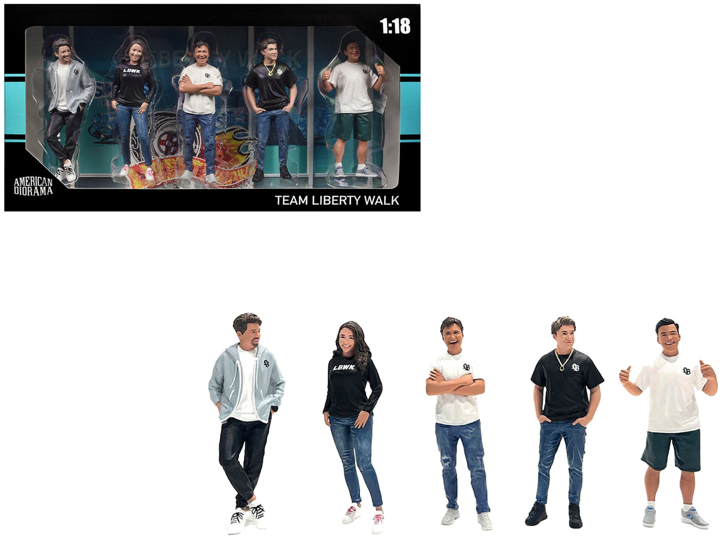 "Team Liberty Walk" 5 piece Figure Set for 1/18 Scale Models