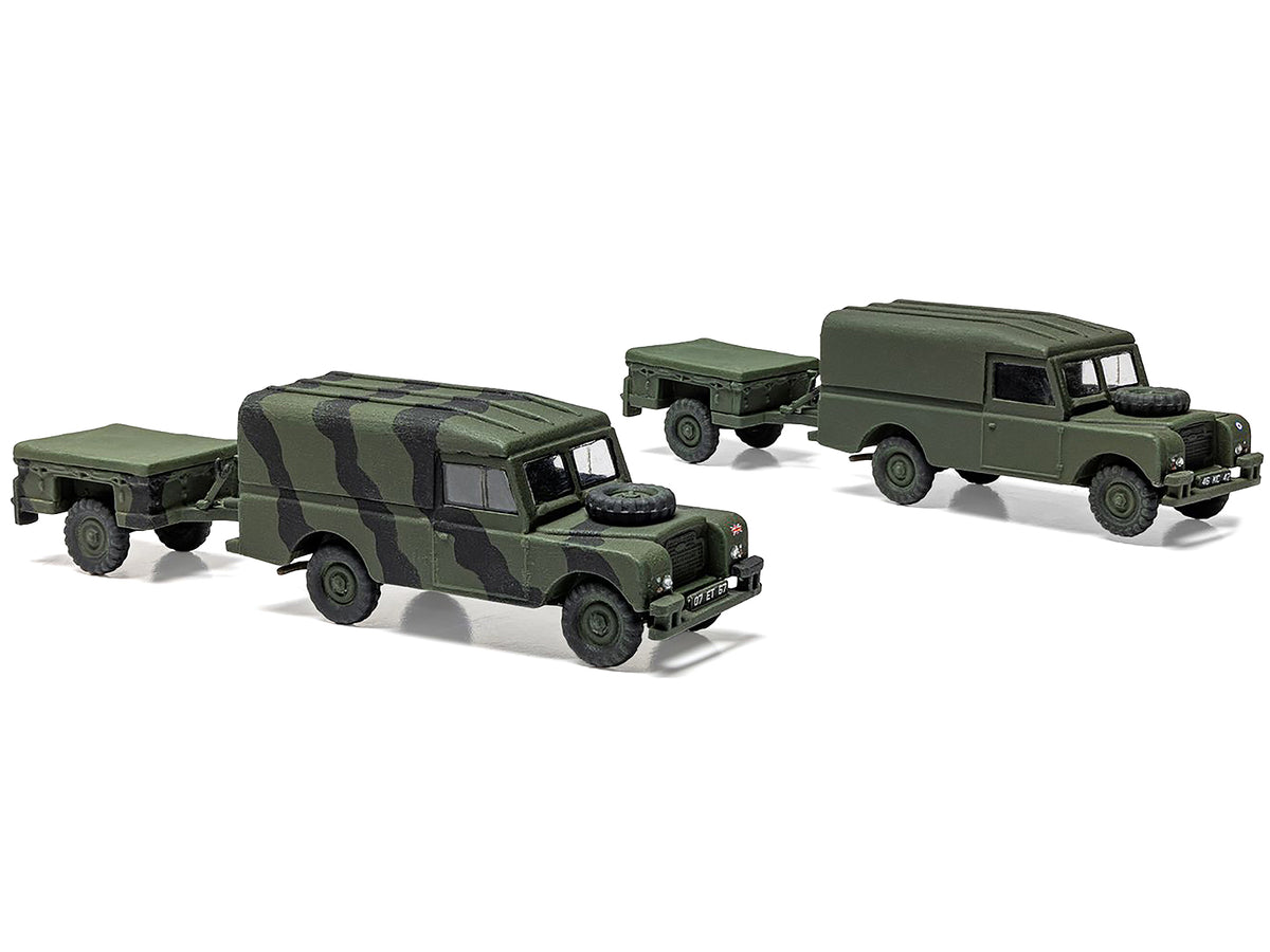 Level 2 Model Kit Land Rover LWB (Hard Top) Truck and Trailer with 2 Scheme Options 1/76 Scale Plastic Model Kit