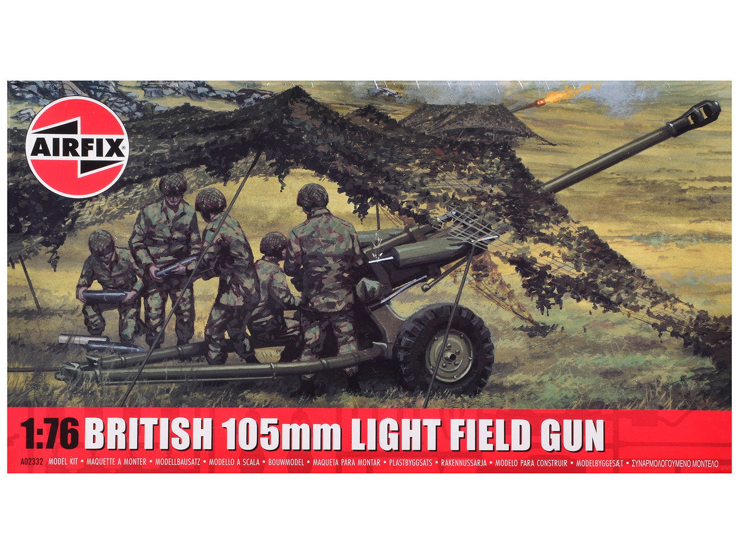 Level 1 Model Kit British 105mm Light Field Gun with 3 Scheme Options 1/76 Scale Plastic Model Kit