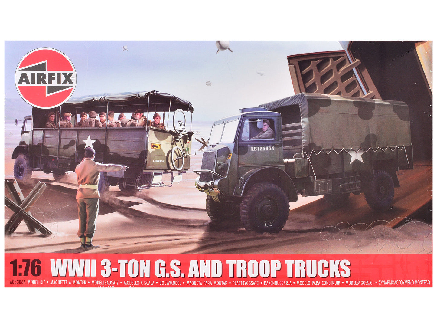 Level 2 Model Kit WWII 3-Ton General Service and Troop Trucks 1/76 Plastic Model Kit