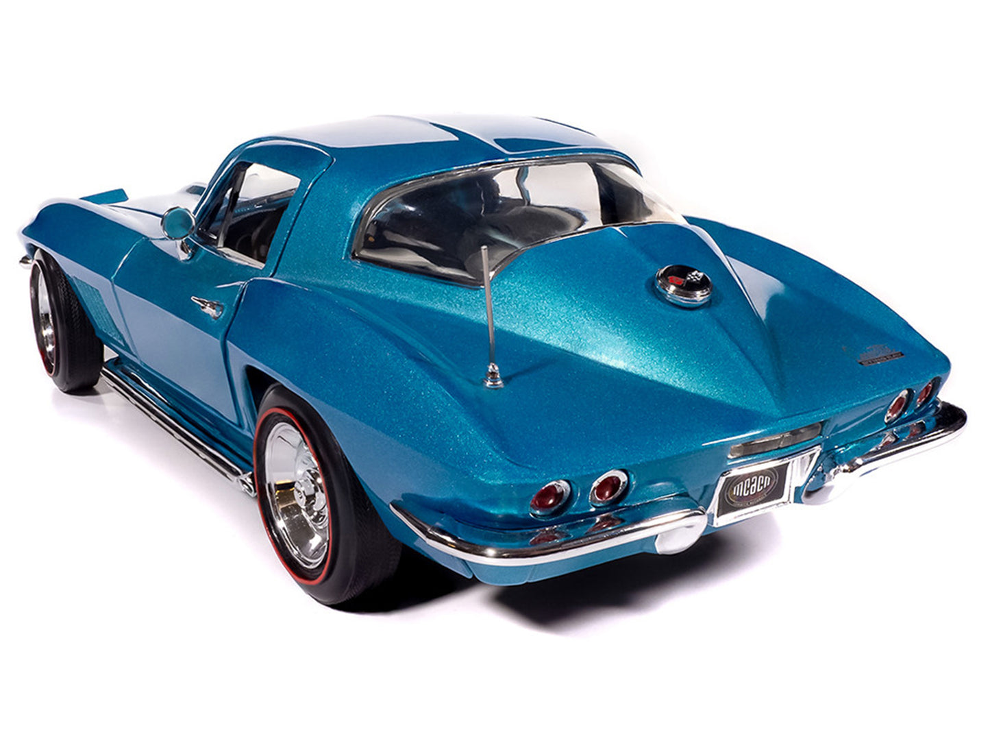 1967 Chevrolet Corvette Stingray Light Blue Metallic with White Hood Stripe "American Muscle" Series 1/18 Diecast Model Car