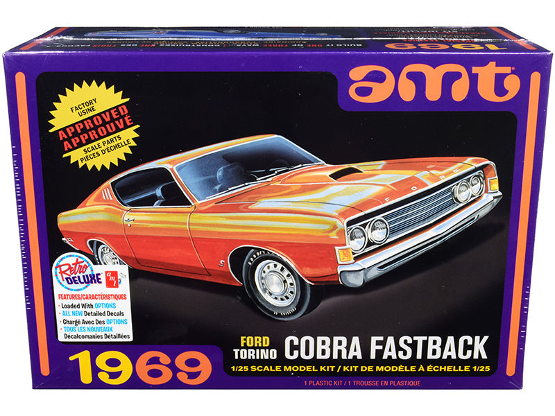 Skill 2 Model Kit 1969 Ford Torino Cobra Fastback 3-in-1 Kit 1/25 Scale Model