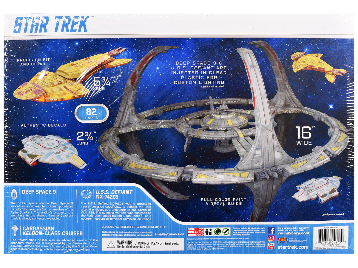 Skill 2 Model Kit Deep Space 9 Space Station with USS Defiant NX-74205 Space Ship and Cadassian Keldon-Class Cruiser "Star Trek: Deep Space Nine" (1993-1999) TV Series 1/3300 Scale Model