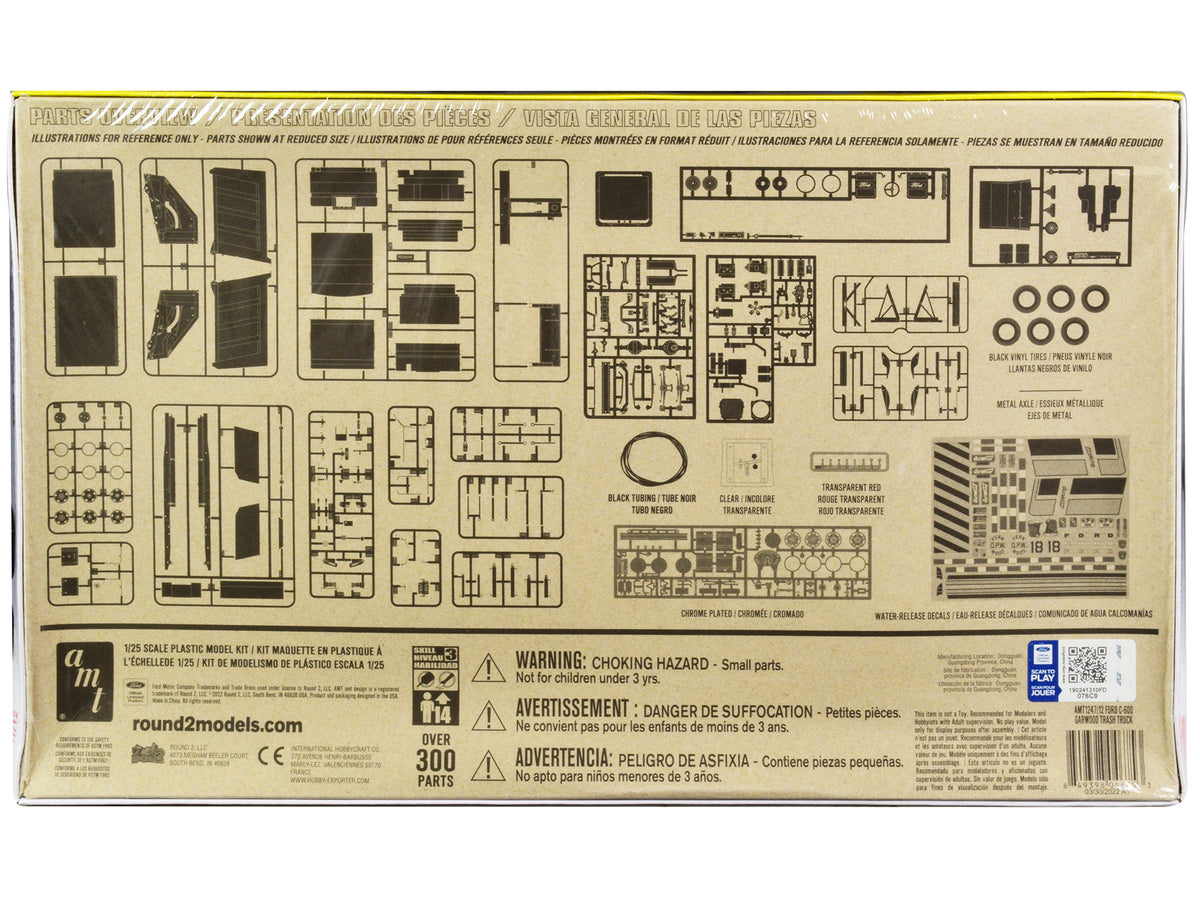 Skill 3 Model Kit Ford C-900 GarWood Refuse Garbage Truck with Load-Packer 1/25 Scale Model