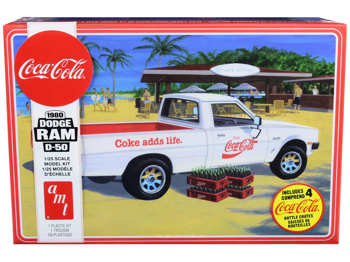 Skill 3 Model Kit 1980 Dodge Ram D-50 Pickup Truck "Coca-Cola" Four Bottle Crates 1/25 Scale Model