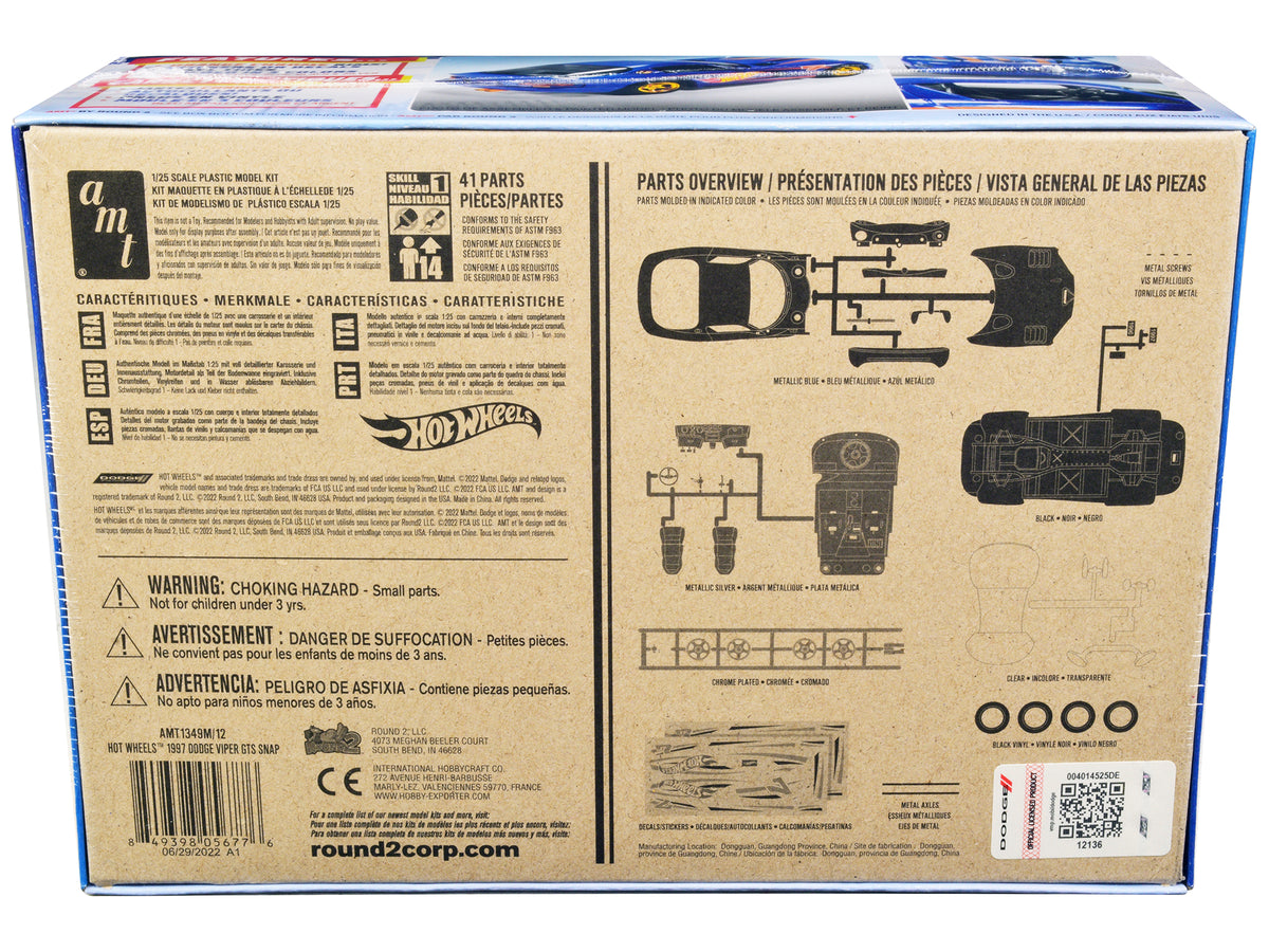Skill 1 Snap Model Kit 1997 Dodge Viper GTS "Hot Wheels" 1/25 Scale Model