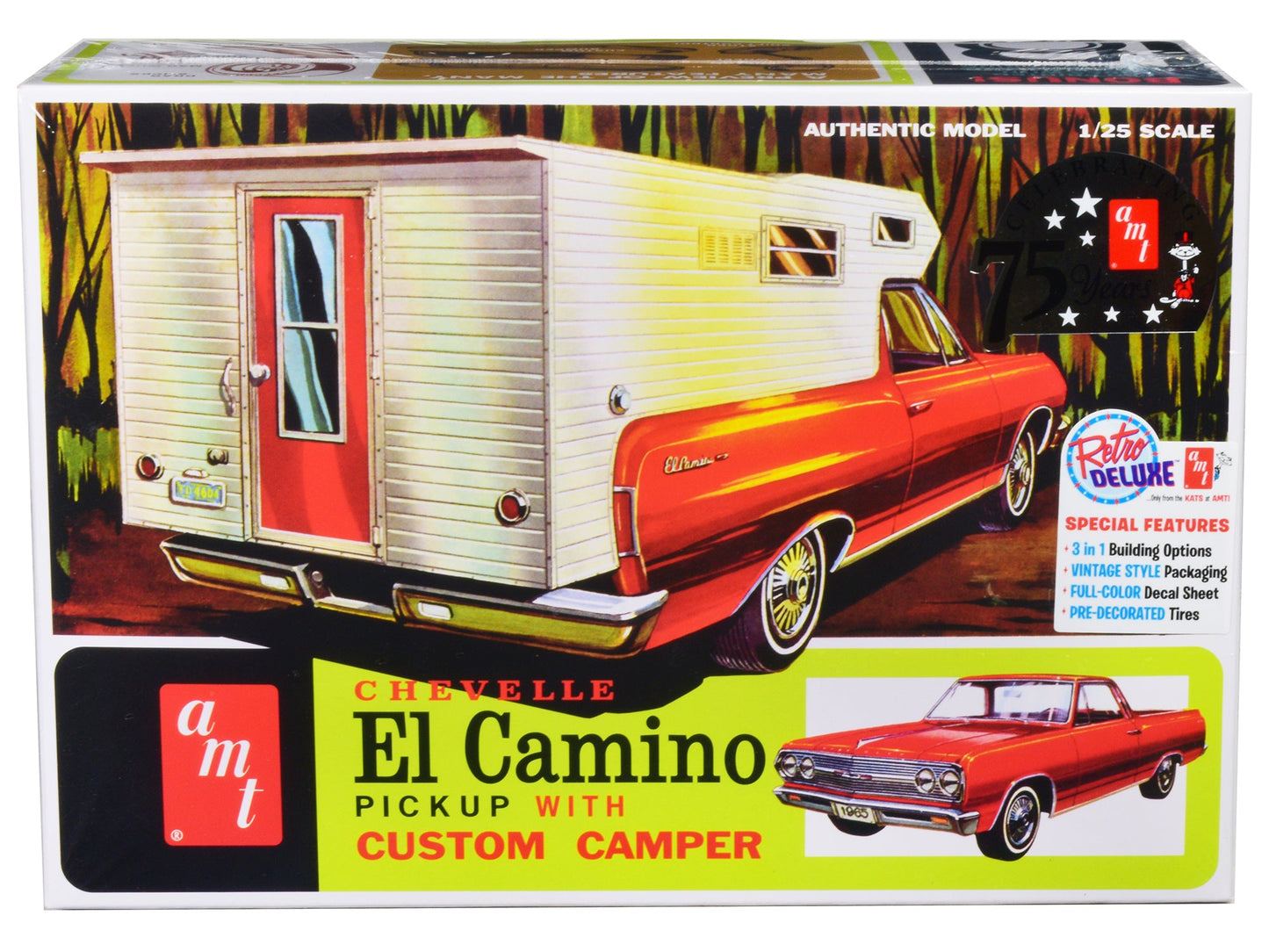 Skill 2 Model Kit 1965 Chevrolet El Camino with Camper 3-in-1 Kit 1/25 Scale Model
