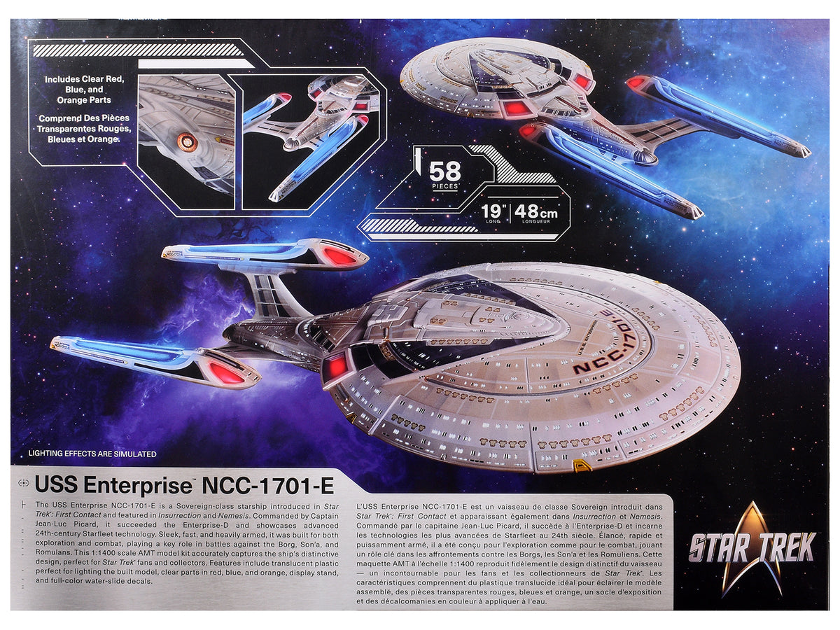 Skill 2 Model Kit U.S.S. Enterprise NCC-1701-E Space Ship "Star Trek: First Contact" (1996) Movie 1/1400 Scale Model