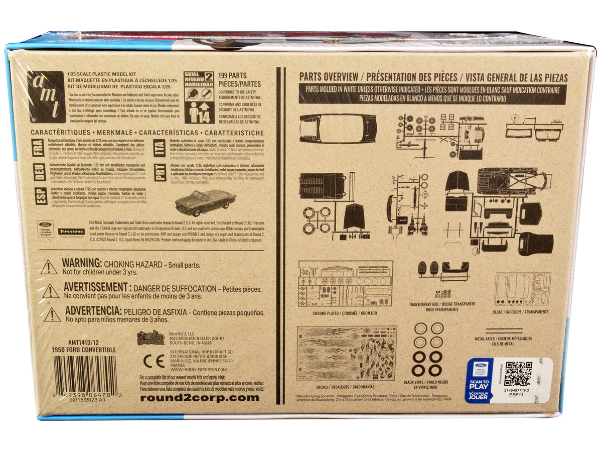Skill 2 Model Kit 1950 Ford Convertible "Street Rods" 3-in-1 Kit 1/25 Scale Model