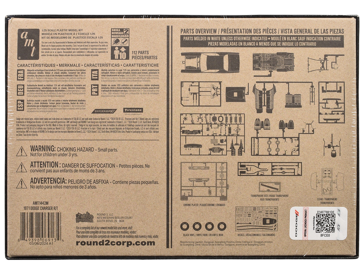 Skill 2 Model Kit 1971 Dodge Charger R/T 1/25 Scale Model