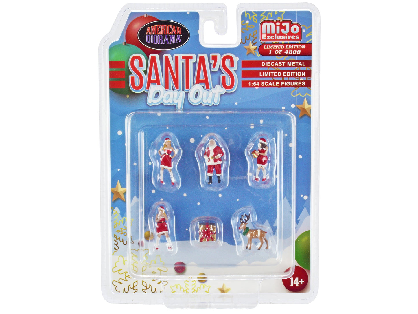 "Santa's Day Out" 6 piece Diecast Set (1 Male 2 Female 1 Reindeer 1 Present Figures and Accessories) Limited Edition to 4800 pieces Worldwide 1/64 Scale Models