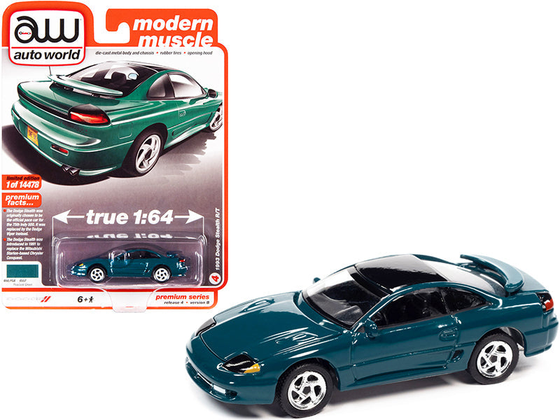 1993 Dodge Stealth R/T Peacock Green with Black Top "Modern Muscle" Limited Edition to 14478 pieces Worldwide 1/64 Diecast Model Car