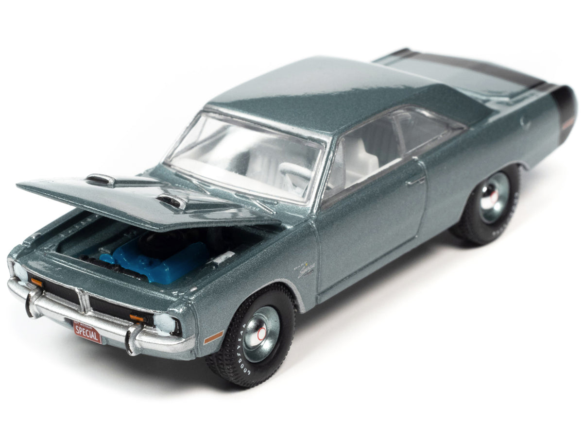1971 Dodge Dart Swinger 340 Special Light Gunmetal Gray Metallic with Black Tail Stripe "Vintage Muscle" Limited Edition 1/64 Diecast Model Car