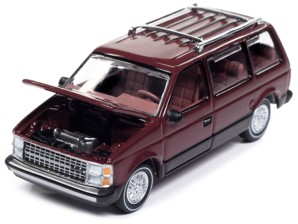 1985 Dodge Caravan Van Crimson Red and Black "Mighty Minivans" Series 1/64 Diecast Model Car
