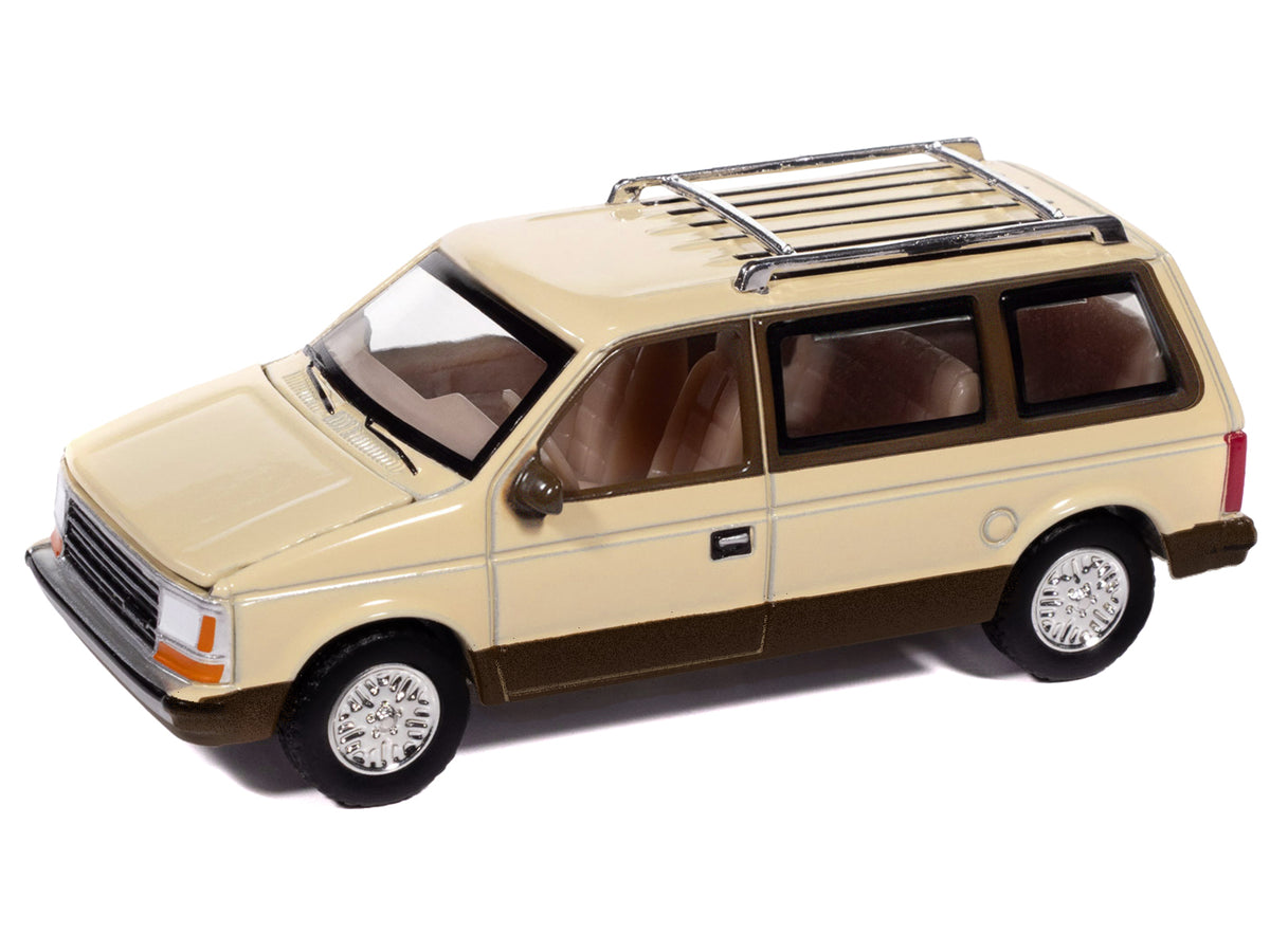 1987 Plymouth Voyager Van Light Cream and Golden Bronze Metallic 2-Tone "Mighty Minivans" Series 1/64 Diecast Model Car