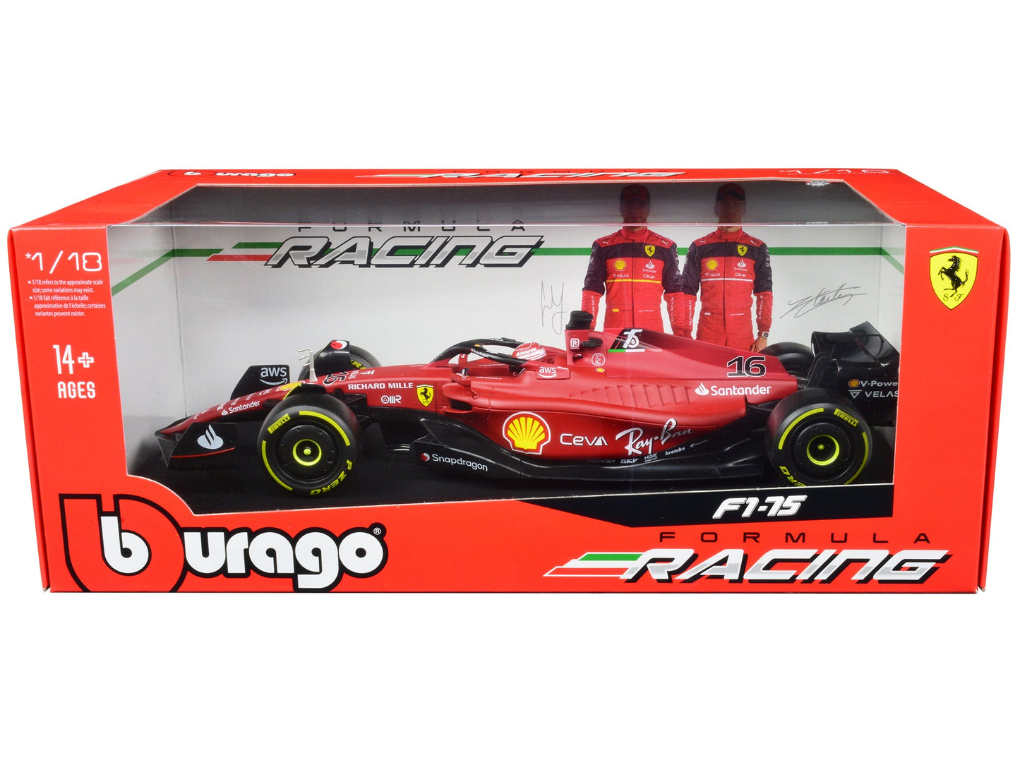 Ferrari F1-75 #16 Charles Leclerc "Ferrari Racing" Formula One F1 (2022) "Formula Racing" Series 1/18 Diecast Model Car