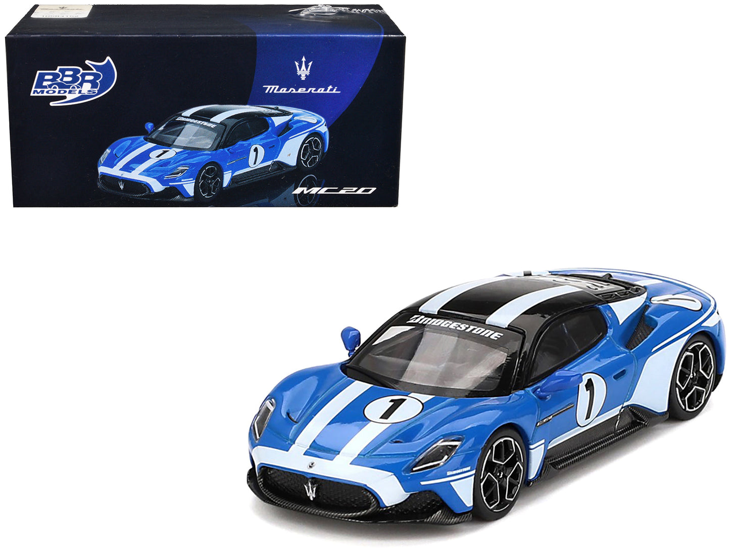 Maserati MC20 #1 Blue with White Stripes and Black Top "Maserati Performance Experience" 1/64 Diecast Model Car