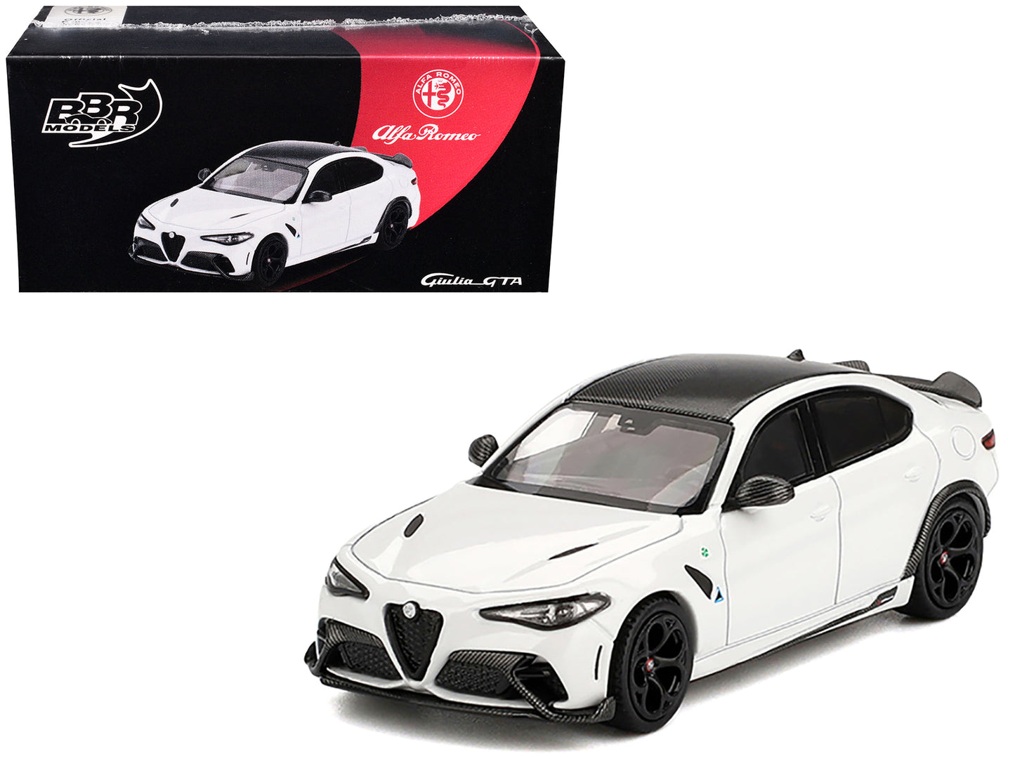 Alfa Romeo Giulia GTA White with Carbon Top 1/64 Diecast Model Car