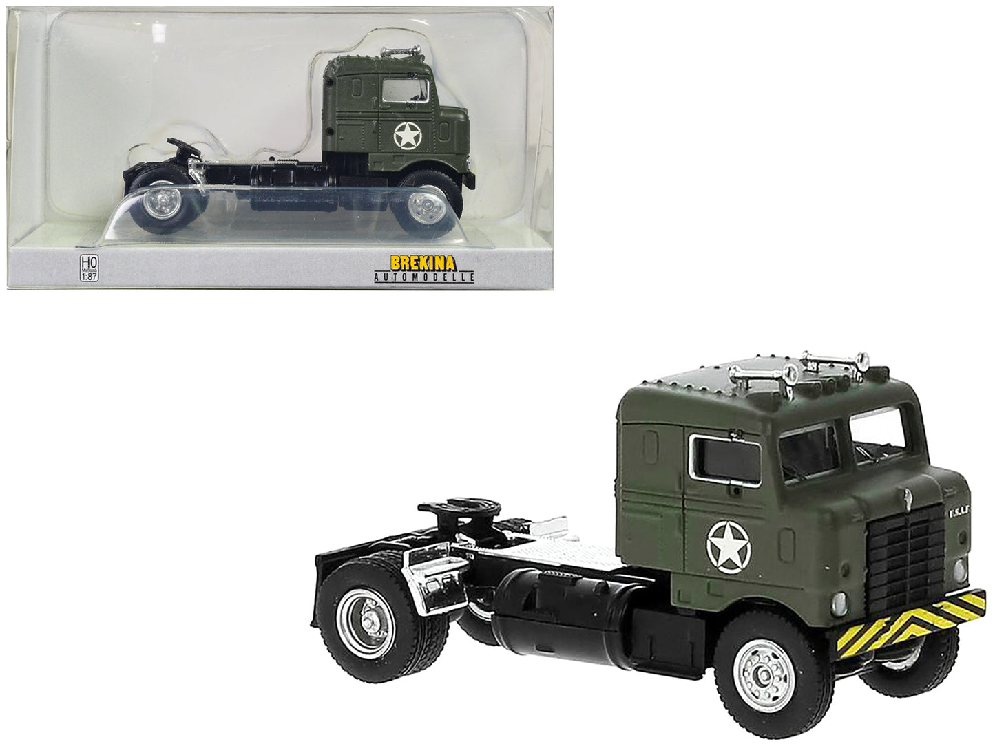 1950 Kenworth Bullnose Truck Tractor Olive Drab "United States Air Force" 1/87 (HO) Scale Model Car