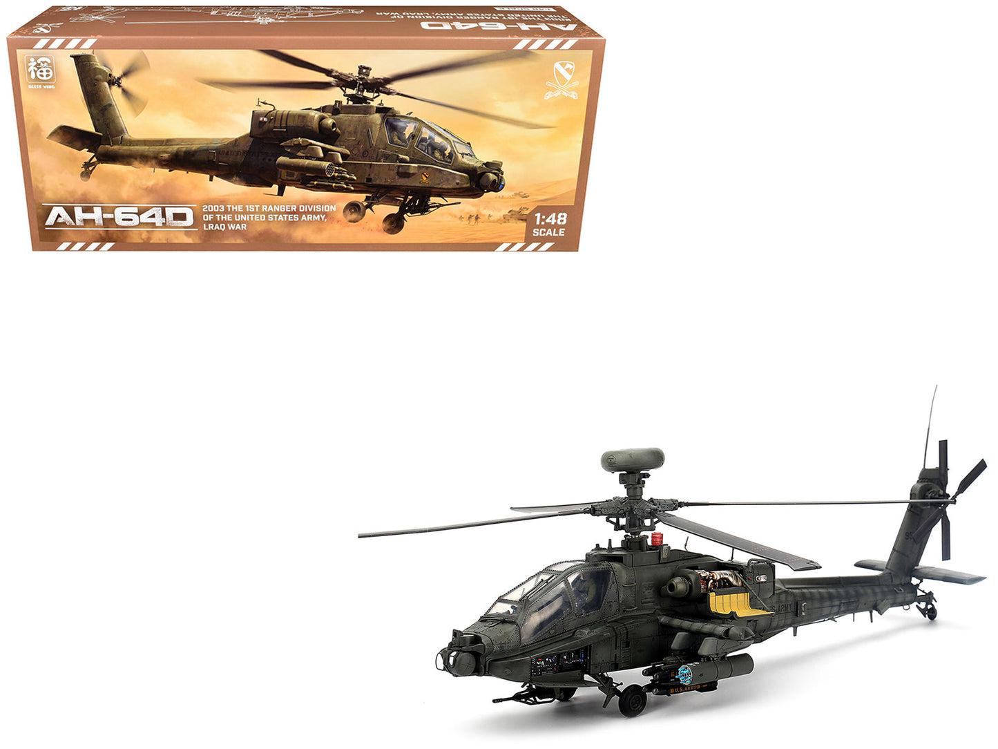 Hughes AH-64D Apache Longbow Helicopter "Charlie Company 1st Battalion 227th Aviation Regiment 1st Cavalry Division Operation Iraqi Freedom" (2003) United States Army 1/48 Diecast Model