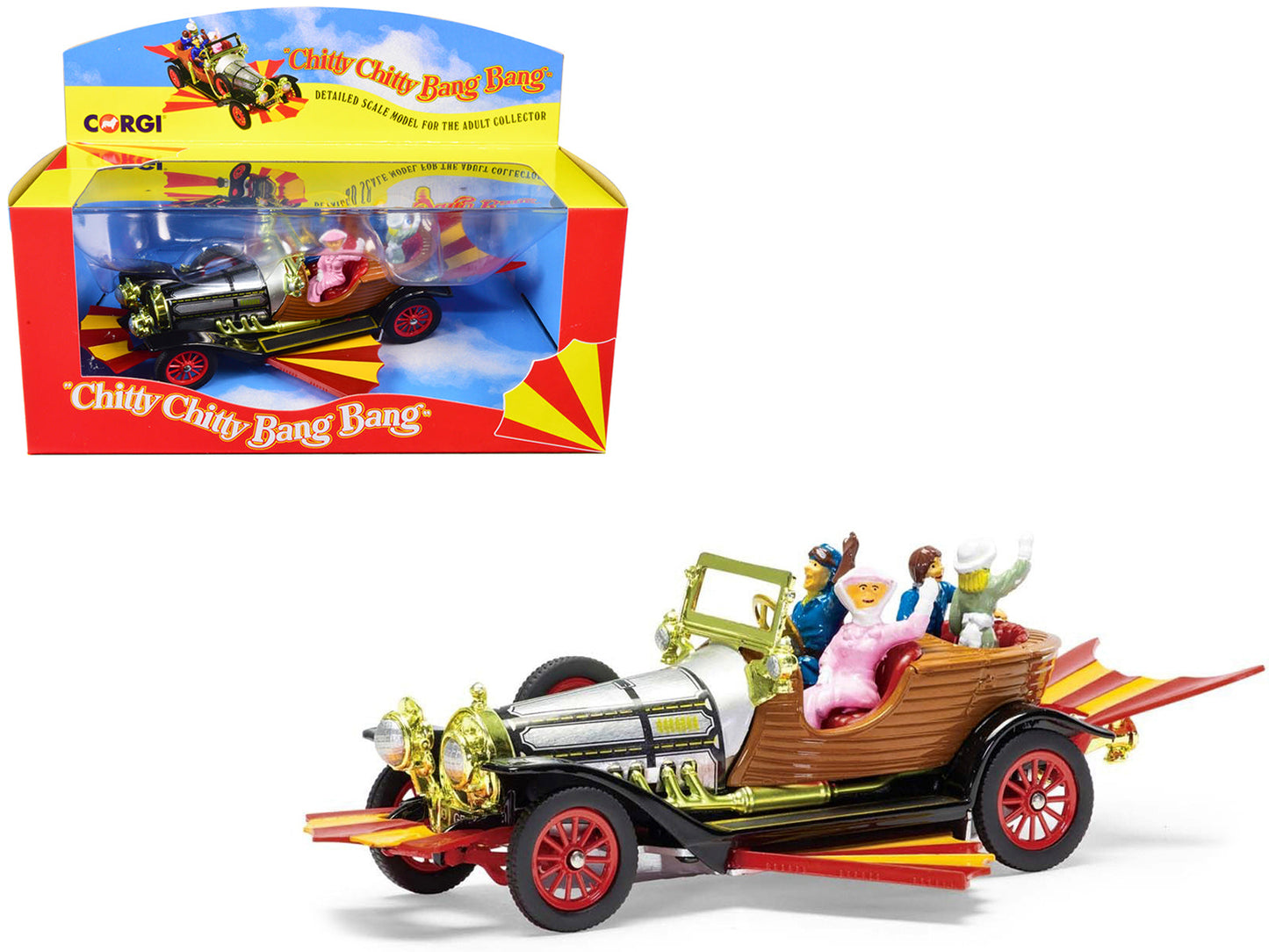 Chitty Chitty Bang Bang Car with 4 Sitting Figures "Chitty Chitty Bang Bang" (1968) Movie Diecast Model Car