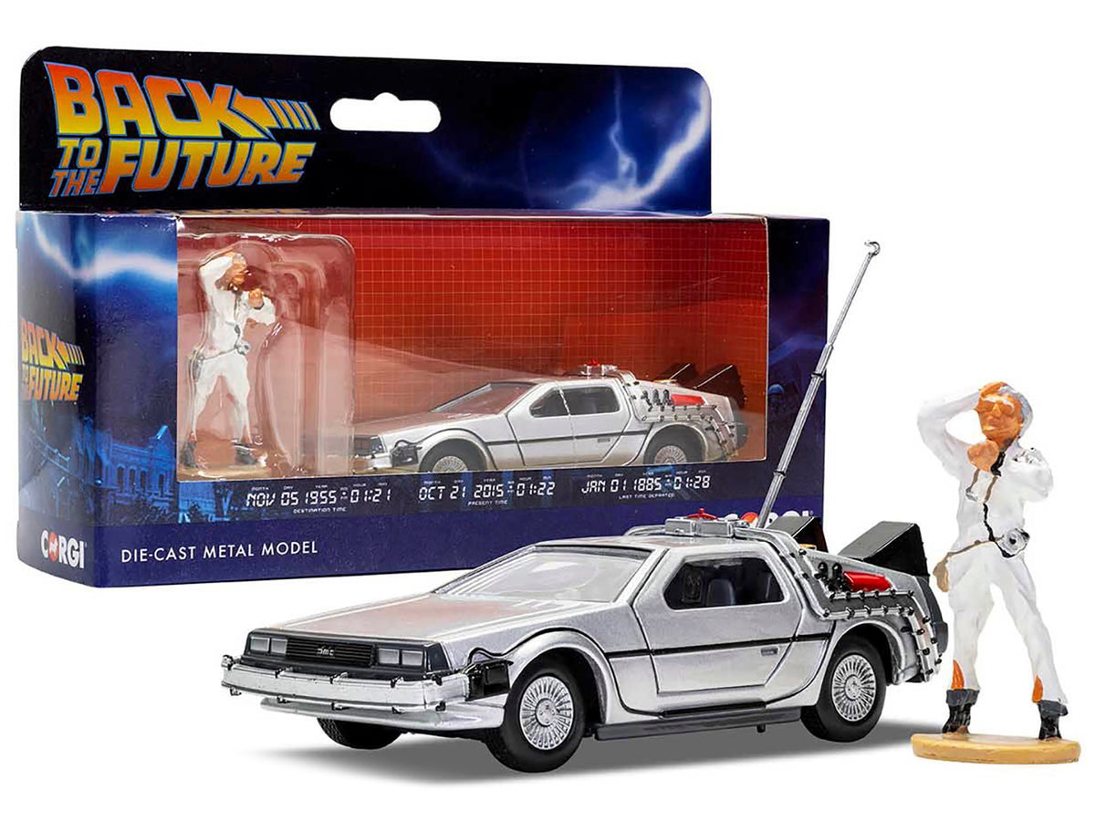 DMC DeLorean Time Machine with Doc Brown Figure "Back to the Future" (1985) Movie Diecast Model Car