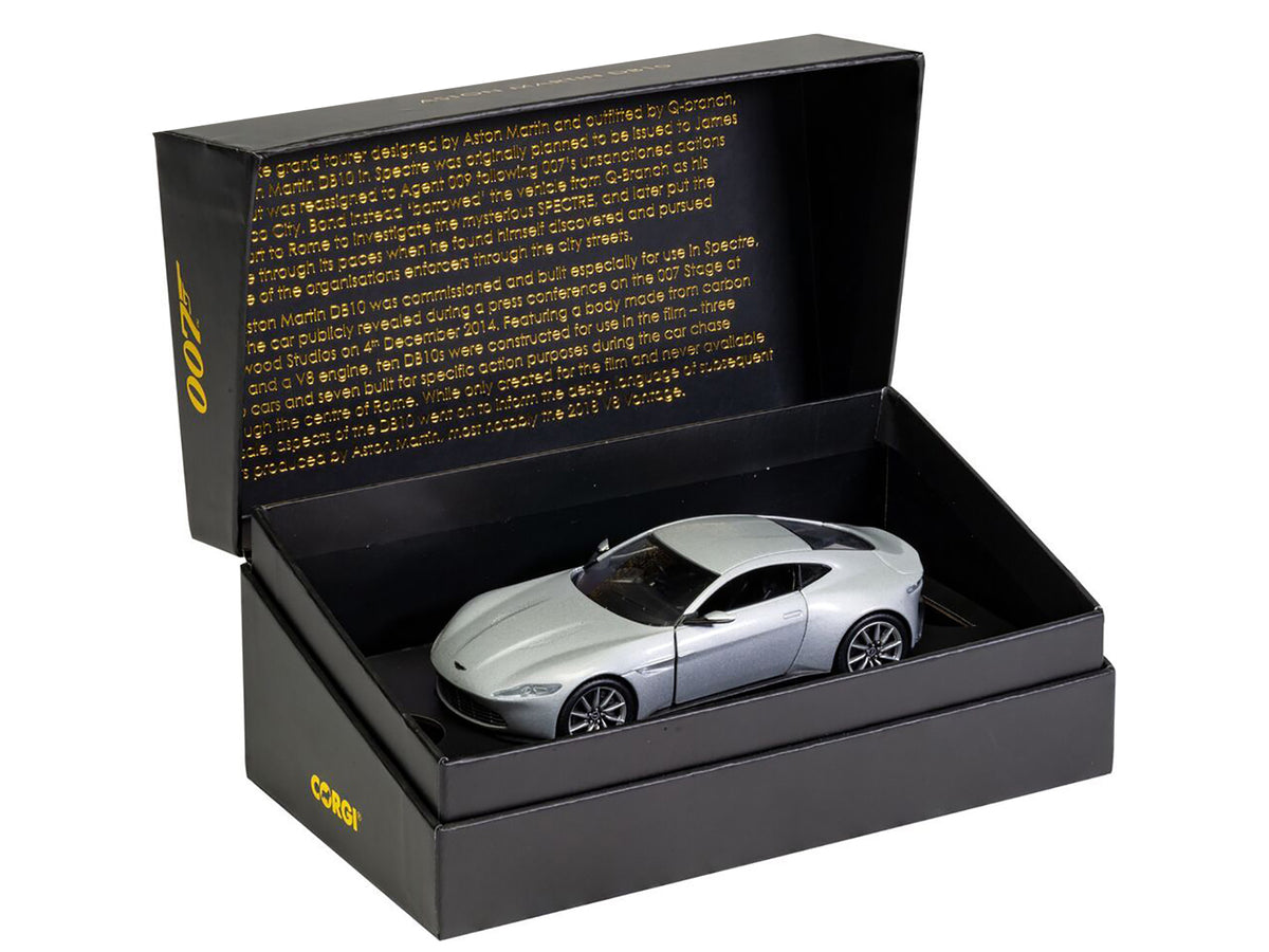 Aston Martin DB10 RHD (Right Hand Drive) Silver Metallic James Bond 007 "Spectre" (2015) Movie Diecast Model Car