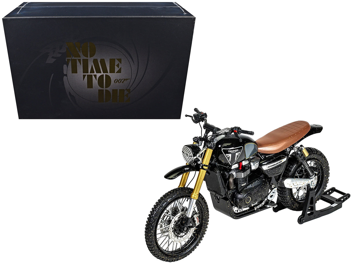 Triumph Scrambler 1200 XE Motorcycle Black (Dirty Version) James Bond 007 "No Time to Die" (2021) Movie Diecast Model Car