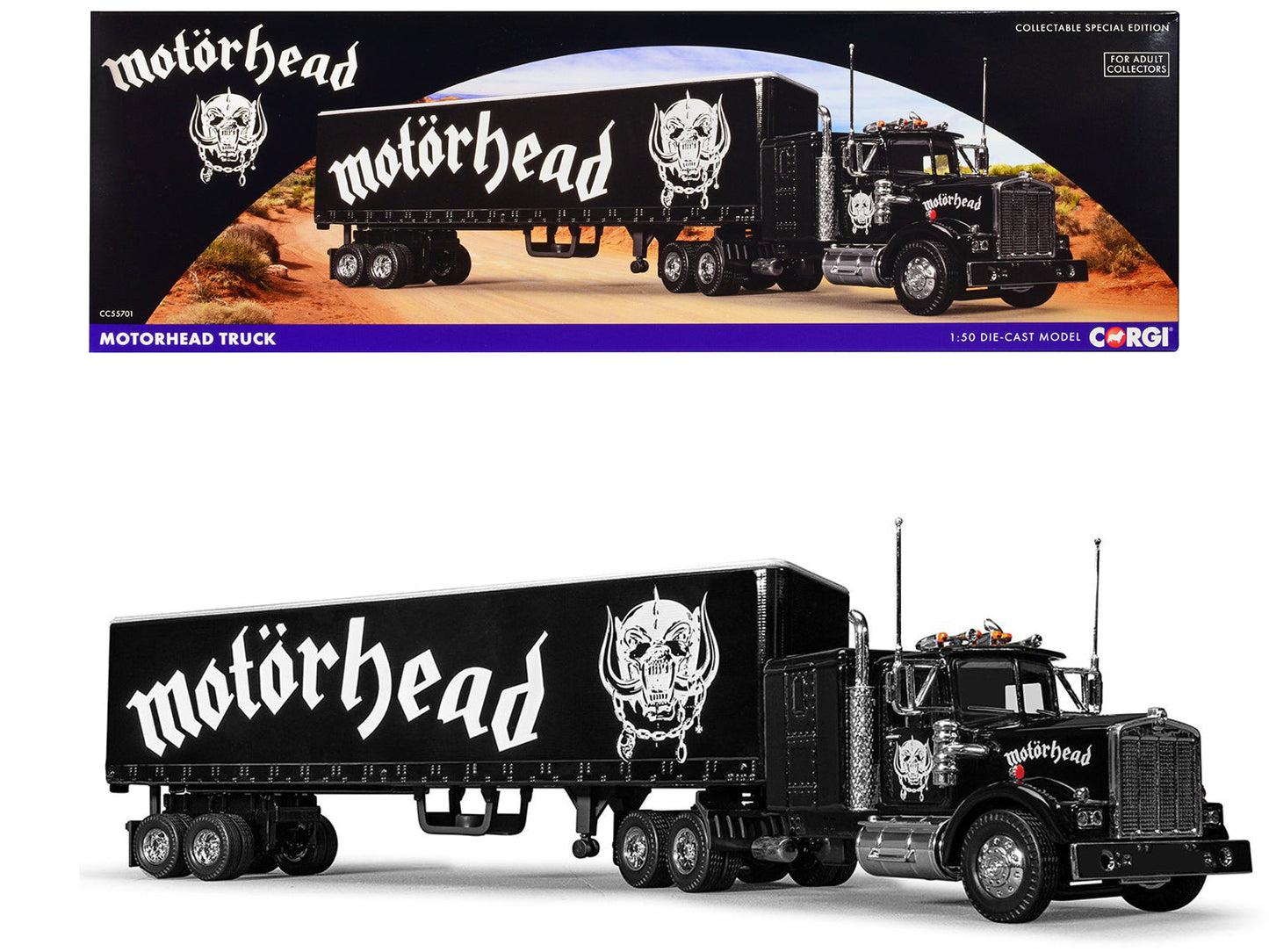 "Motorhead" Transport Truck Black 1/50 Diecast Model