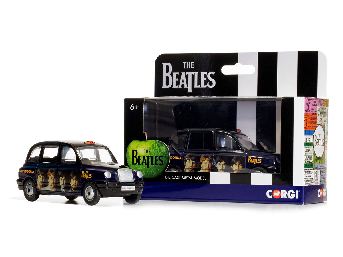 The Beatles London Taxi RHD (Right Hand Drive) "Lady Madonna" Black and Dark Blue with Graphics Diecast Model