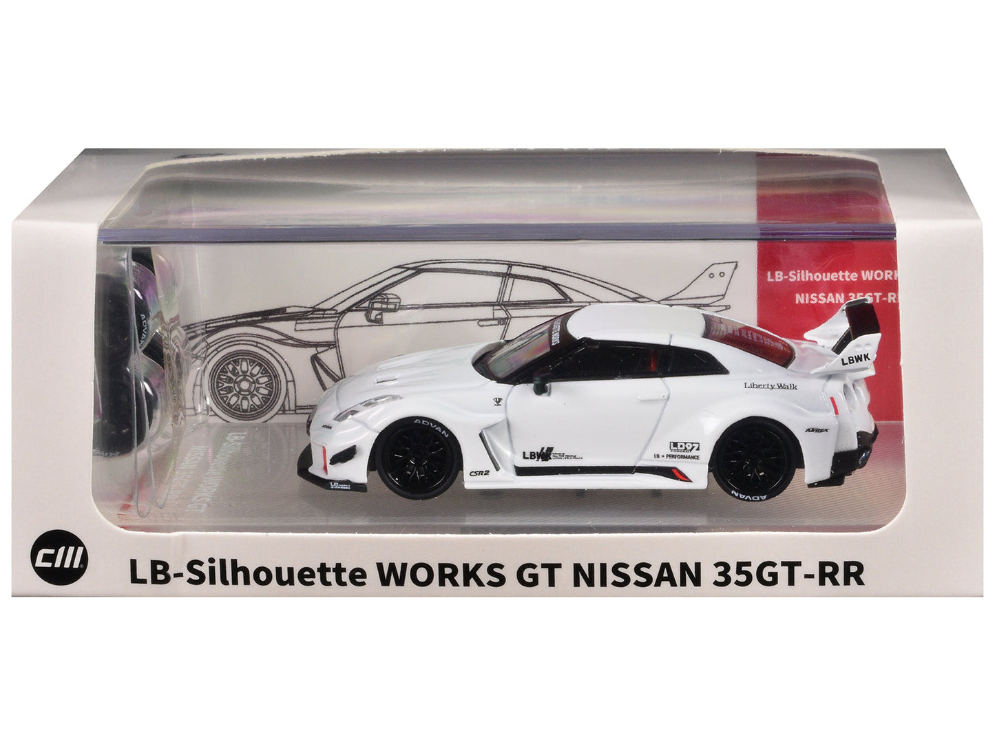 Nissan 35GT-RR "LB-Silhouette Works GT" RHD (Right Hand Drive) White with Extra Wheels 1/64 Diecast Model Car