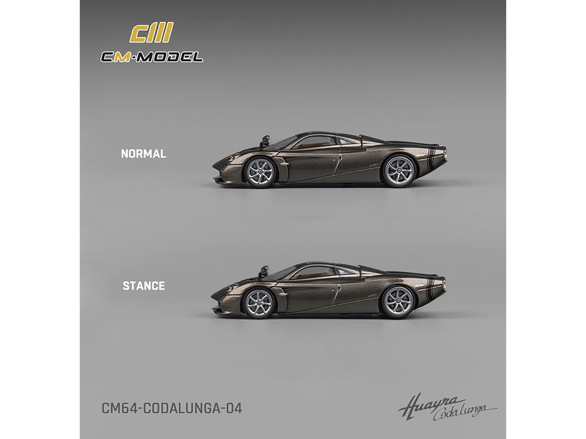 Pagani Huayra Codalunga Gun Metal Gray Metallic with Sunroof and Extra Wheels 1/64 Diecast Model Car