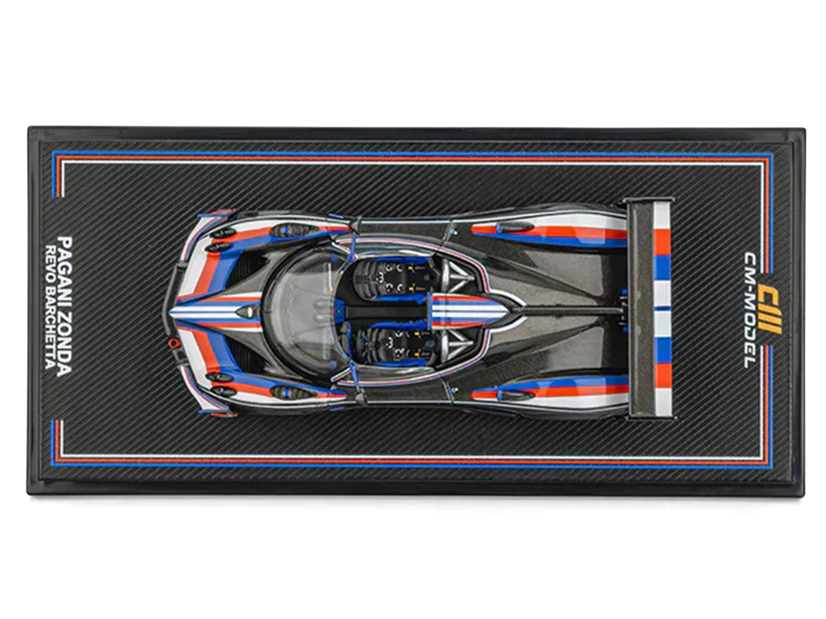 Pagani Zonda Revo Barchetta Carbon with Red White and Blue Stripes 1/64 Diecast Model Car