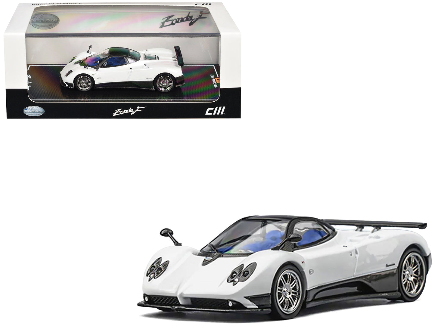 Pagani Zonda F Pearl White with Black Top 1/64 Diecast Model Car