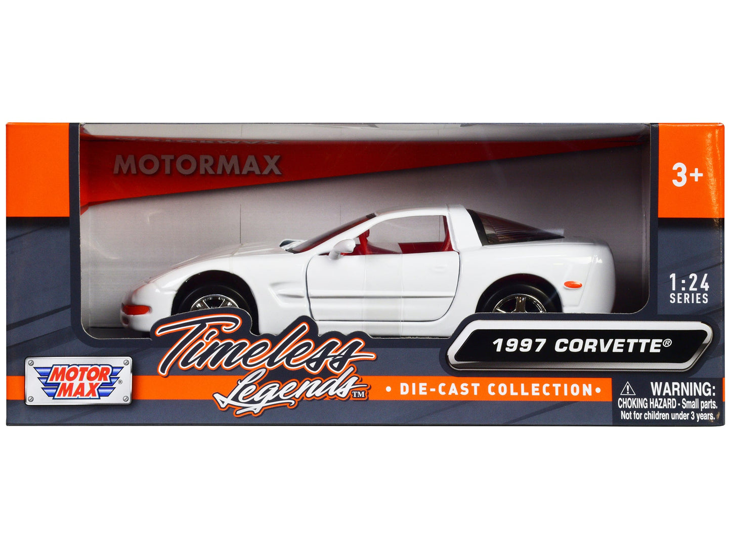 1997 Chevrolet Corvette C5 Coupe White with Red Interior "Timeless Legends" Series 1/24 Diecast Model Car