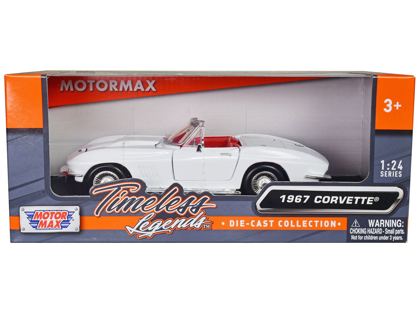 1967 Chevrolet Corvette C2 Convertible White with Red Interior "Timeless Legends" Series 1/24 Diecast Model Car