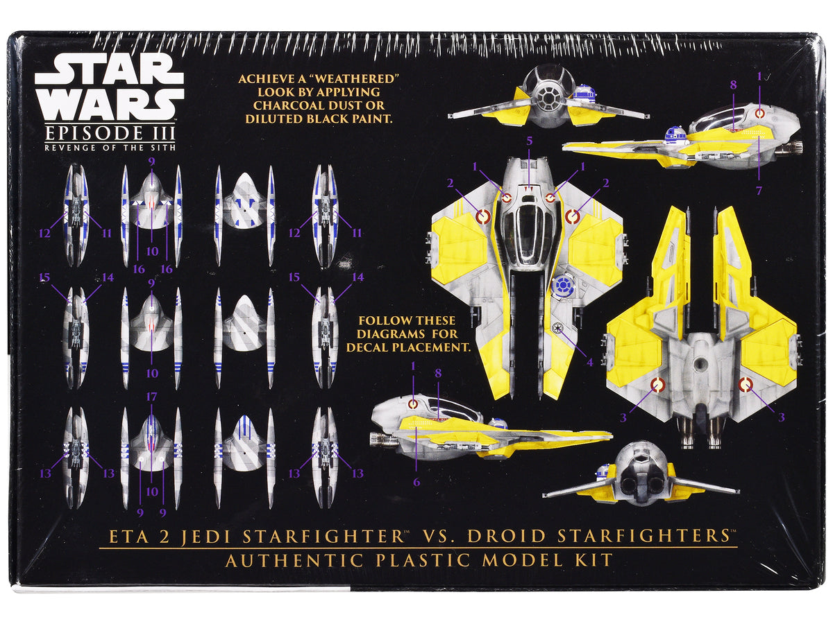 Skill 2 Model Kit ETA 2 Jedi Starfighter VS. Droid Starfighters 4 Model Set "Star Wars: Episode III - Revenge of the Sith" (2005) Movie 1/48 Scale Model