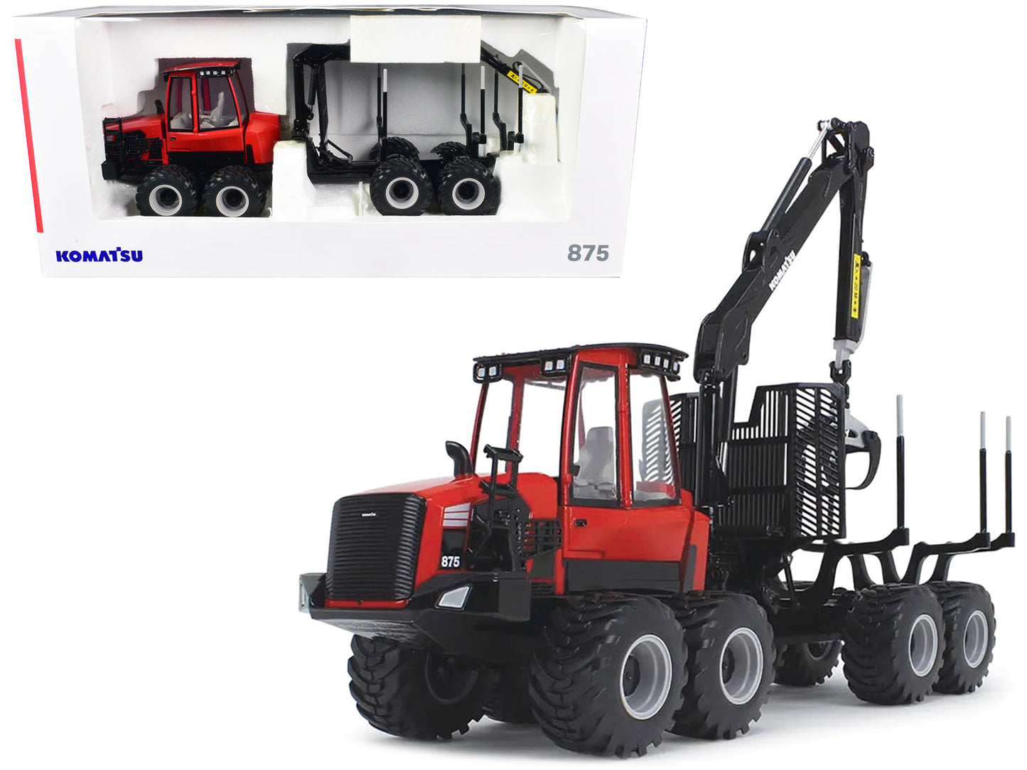 Komatsu 875.1 Forwarder Red and Black 1/32 Diecast Model