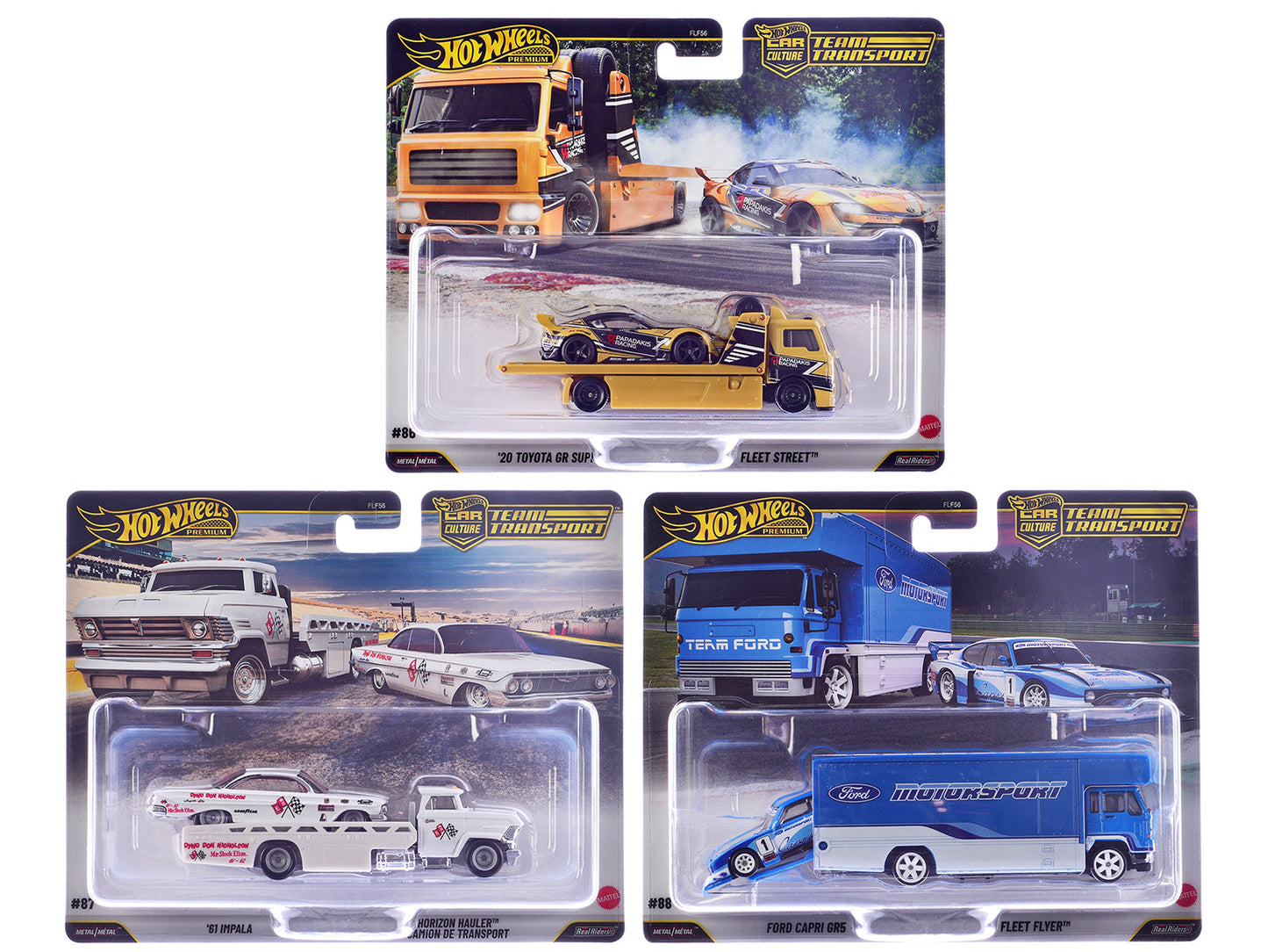 "Team Transport" 3 piece Set J 2025 "Car Culture" Series Diecast Model Cars