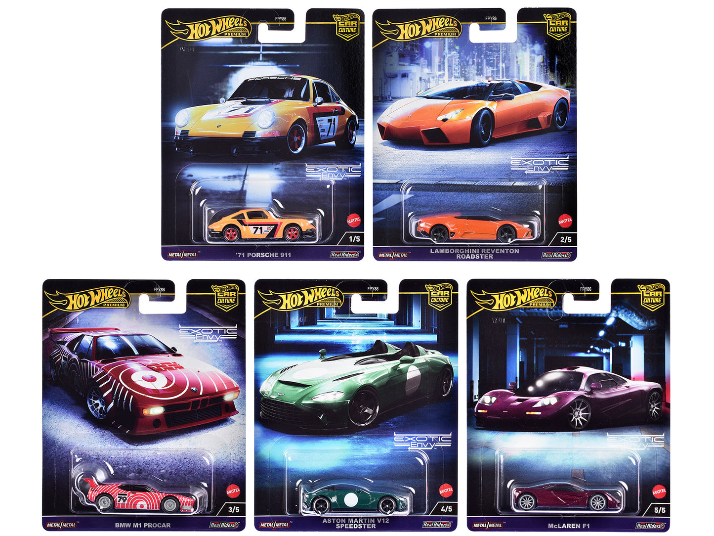 "Exotic Envy" 5 piece Set "Car Culture" 2024 Series G Diecast Model Cars