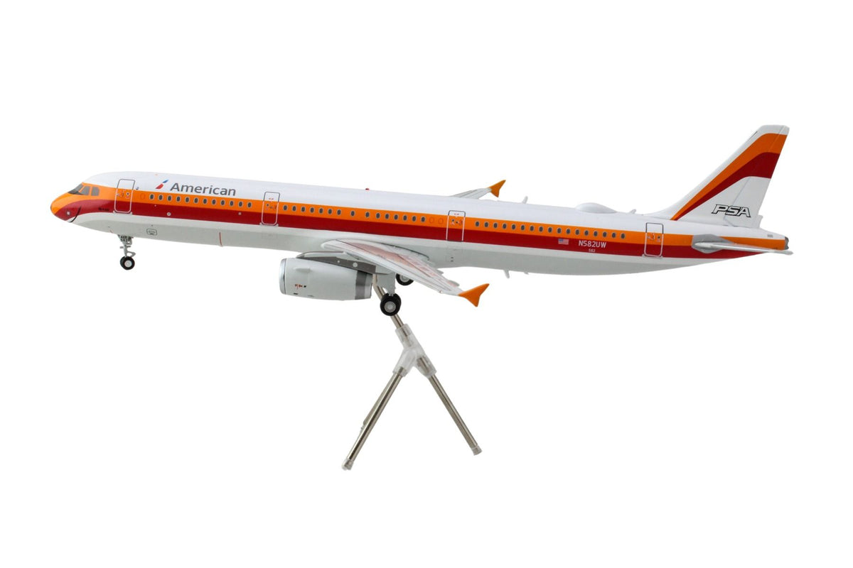 Airbus A321 Commercial Aircraft "American Airlines - PSA" (N582UW) White with Red and Orange Stripes "Gemini 200" Series 1/200 Diecast Model Airplane