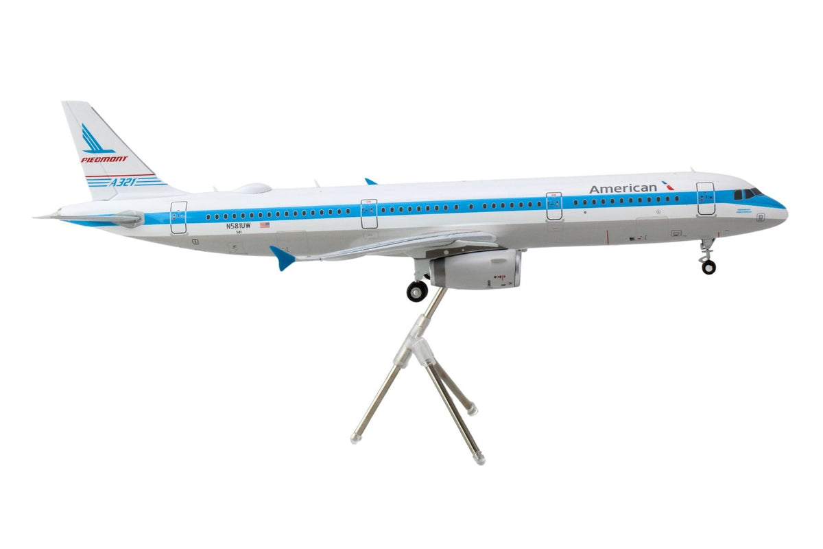 Airbus A321 Commercial Aircraft "American Airlines - Piedmont" (N581UW) White with Blue Stripes "Gemini 200" Series 1/200 Diecast Model Airplane
