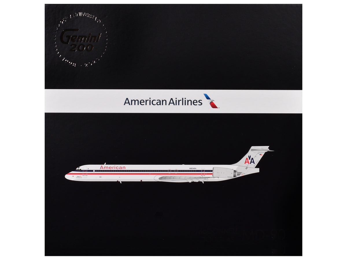 McDonnell Douglas MD-90 Commercial Aircraft "American Airlines" (N904RA) White with Red and Blue Stripes "Gemini 200" Series 1/200 Diecast Model Airplane