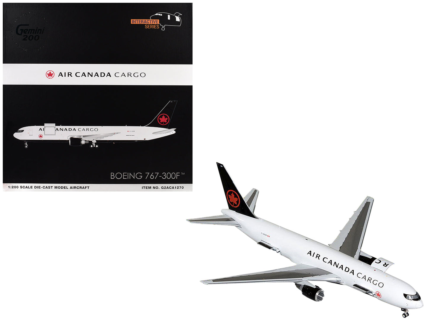 Boeing 767-300F Commercial Aircraft "Air Canada Cargo" (C-GXHM) White with Black Tail "Gemini 200 - Interactive Series" 1/200 Diecast Model Airplane